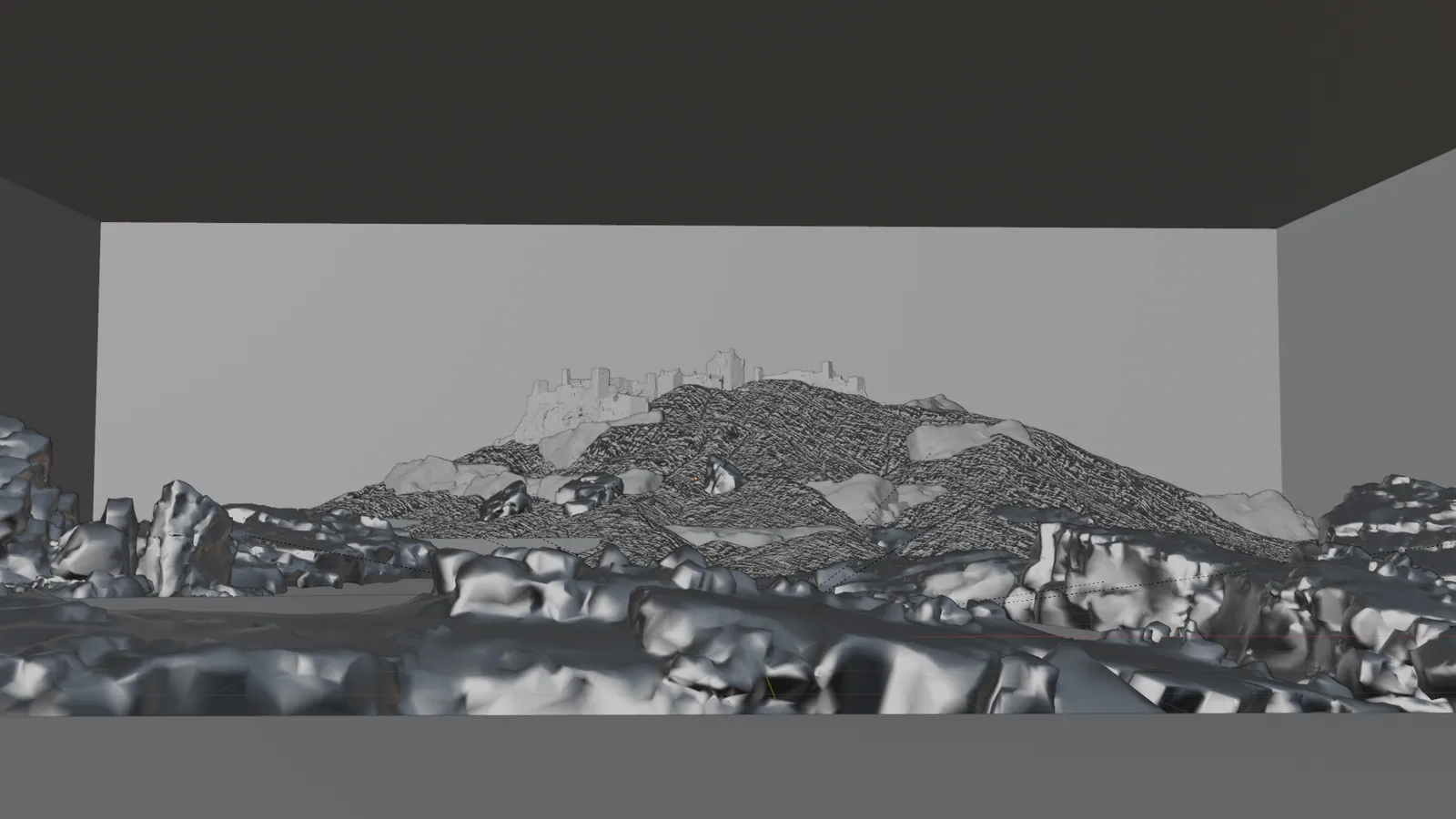 Viewport render, showing scatter density and cliff placement